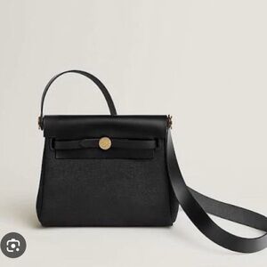 NWT Hermès Mini Herbag 20 Black Toile Militaire Canvas and Black Vache w/GHW